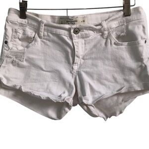 Abercrombie and Fitch Shorts White Denim Cuffed Distressed Size 6 W 28